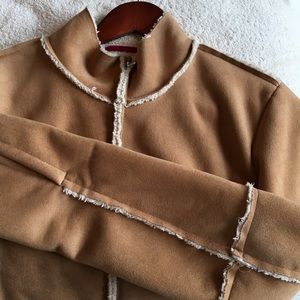 Velvet brand camel faux fur jacket
